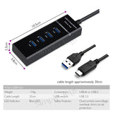 High Speed USB 3.0 Hub 4-Port With Type A Or Type C Connector Option