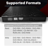 External DVD Drive USB 3.0 RW Portable DVD/CD RW Reader Burner Writer for Laptop Desktop PC Windows Linux Apple Mac