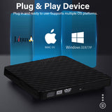 External DVD Drive USB 3.0 RW Portable DVD/CD RW Reader Burner Writer for Laptop Desktop PC Windows Linux Apple Mac