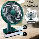 Portable Fan USB Rechargeable Suitable For Desk With Auto Oscillation