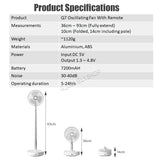 Oscillating Foldable Portable USB Rechargeable Standing Fan Desk Folding Fan With Remote Control