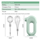 Wireless Electric Egg Whisk Hand Mixer Beater Cordless Foam Maker USB Type-C Rechargeable