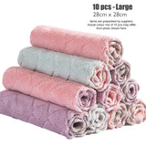 Pack of 10 Kitchen Hand Towel Dish Cleaning Coral Fleece Microfiber Cloth Wipes Super Water Absorption