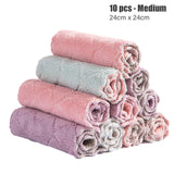 Pack of 10 Kitchen Hand Towel Dish Cleaning Coral Fleece Microfiber Cloth Wipes Super Water Absorption