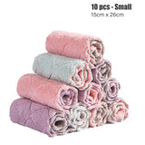 Pack of 10 Kitchen Hand Towel Dish Cleaning Coral Fleece Microfiber Cloth Wipes Super Water Absorption
