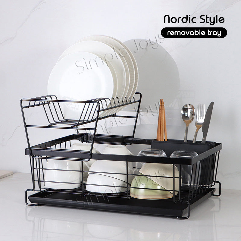Nordic Dish Drying Rack with Removable Tray Drainer For Kitchen