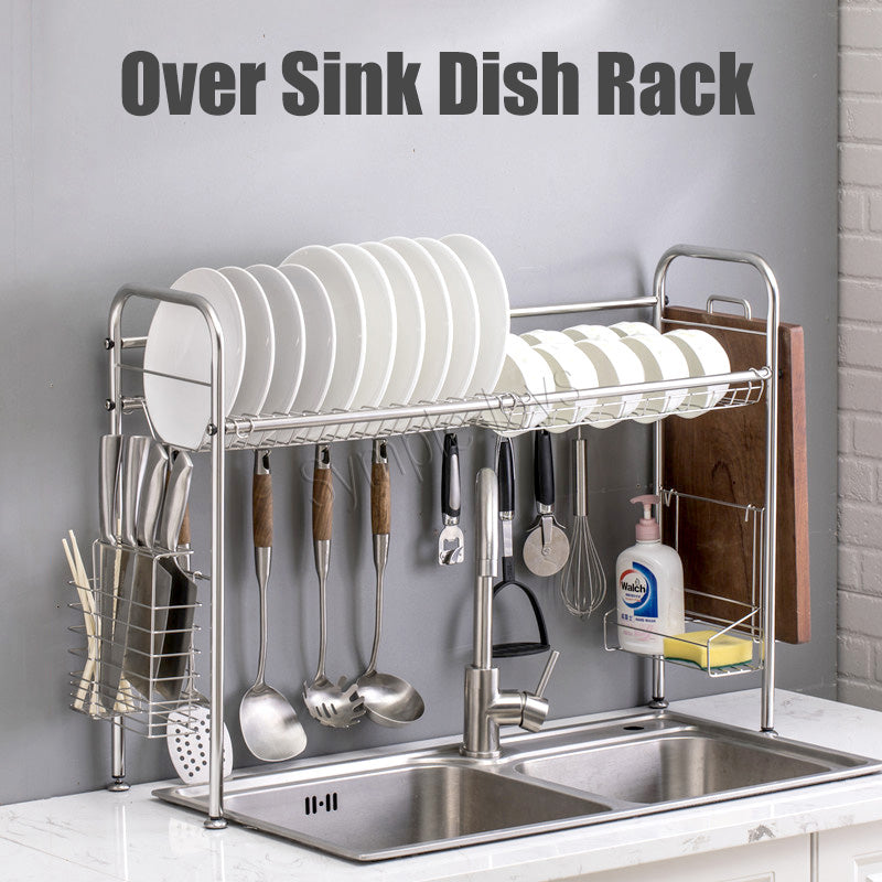 Over The Sink Dish Drying Rack Stainless Steel Chrome Kitchen Dish