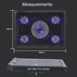 Laptop Cooler Stand Cooling Pad Adjustable Height Notebook Fan With LED Light