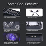 Laptop Cooler Stand Cooling Pad Adjustable Height Notebook Fan With LED Light