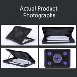 Laptop Cooler Stand Cooling Pad Adjustable Height Notebook Fan With LED Light