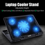 Laptop Cooler Stand Cooling Pad Adjustable Height Notebook Fan With LED Light