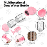 4-in-1 Travel Portable Pet Bottle Water 300ml with Food Container and Poop Shovel