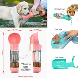 4-in-1 Travel Portable Pet Bottle Water 300ml with Food Container and Poop Shovel