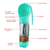 4-in-1 Travel Portable Pet Bottle Water 300ml with Food Container and Poop Shovel