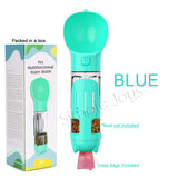 4-in-1 Travel Portable Pet Bottle Water 300ml with Food Container and Poop Shovel