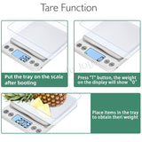 Digital Kitchen Multifunction Food Weighing Scale for Bake Jewelry Weight, Up to 0.01g Stainless Steel Backlit Display