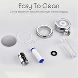 3-Mode Showerhead With Filter Hand Held Water Saving Shower Head Stop Flow Button