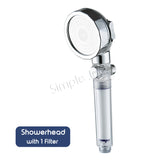 3-Mode Showerhead With Filter Hand Held Water Saving Shower Head Stop Flow Button