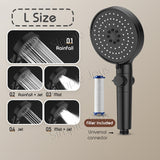 5-Mode Showerhead With Filter Stop Button Adjustable Water Pressure