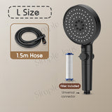 5-Mode Showerhead With Filter Stop Button Adjustable Water Pressure