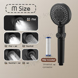 5-Mode Showerhead With Filter Stop Button Adjustable Water Pressure