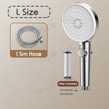 5-Mode Showerhead With Filter Stop Button Adjustable Water Pressure