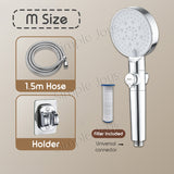 5-Mode Showerhead With Filter Stop Button Adjustable Water Pressure