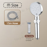 5-Mode Showerhead With Filter Stop Button Adjustable Water Pressure
