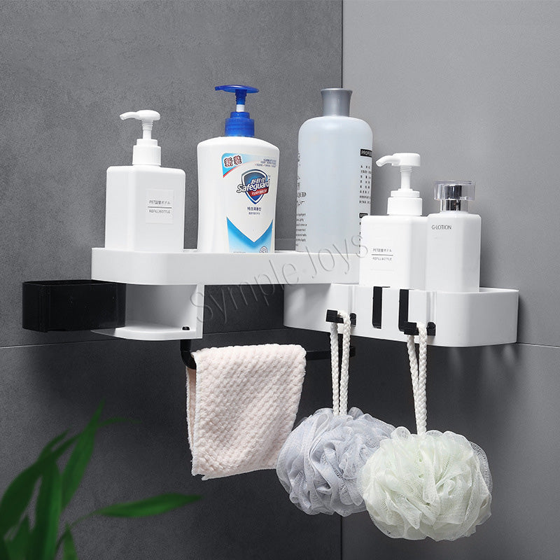 Wall Mounted Bathroom Storage Shelf Self-adhesive Kitchen Corner