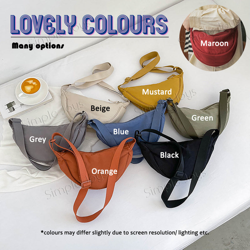 High Quality Stylish Nylon Half Moon Shoulder Sling Dumpling Bag Waterproof Unisex