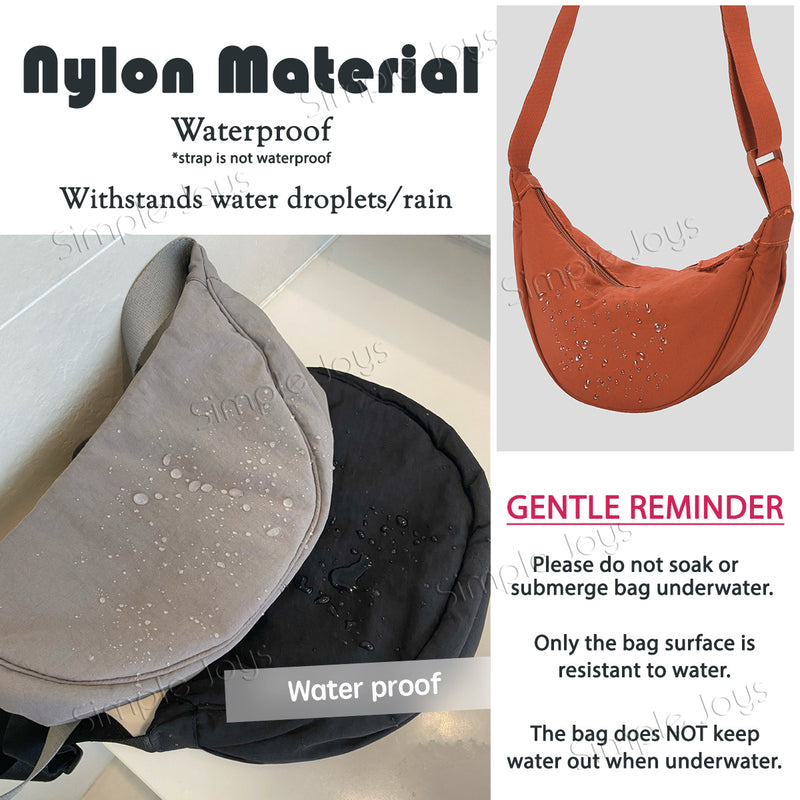 High Quality Stylish Nylon Half Moon Shoulder Sling Dumpling Bag Waterproof Unisex