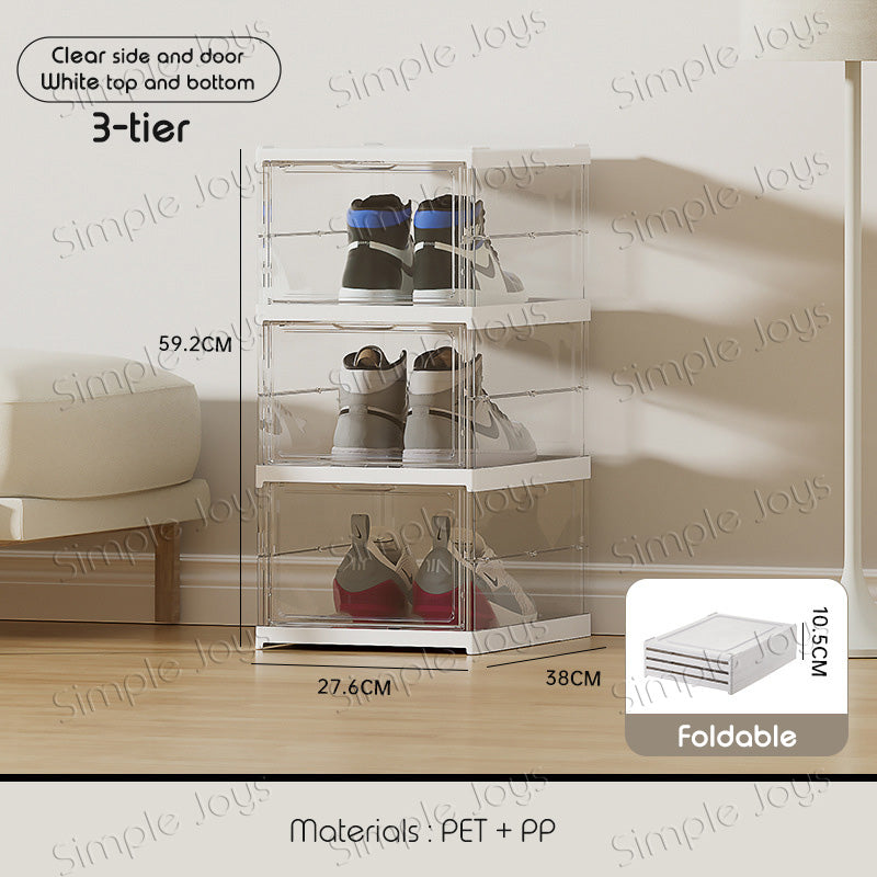 Foldable Shoe Box Clear Transparent Storage Space-saving Easy Installation