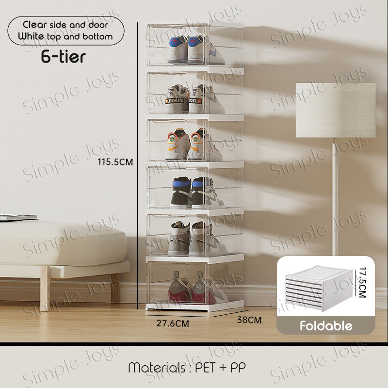 Foldable Shoe Box Clear Transparent Storage Space-saving Easy Installation