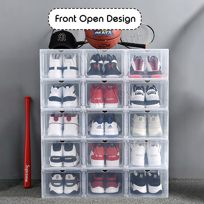 Stackable Solid Clear Shoe Box Storage Container Organizer Simple Joys