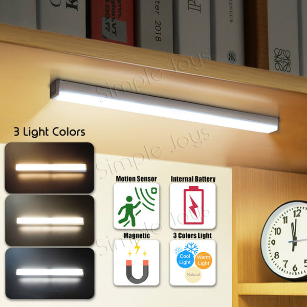 Motion Sensor 3-Color LED Light Stick Night Lamp USB Rechargeable