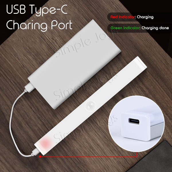 (2pcs Bundle) Motion Sensor LED Light Stick With USB Type C Charging Port