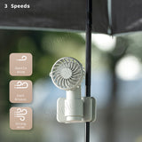 Portable Clip Fan 360° Adjustable USB Type-C Rechargeable Umbrella/Backpack Fan
