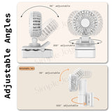 Portable Clip Fan 360° Adjustable USB Type-C Rechargeable Umbrella/Backpack Fan