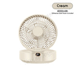 Hanging Wall Fan USB Rechargeable With Auto Oscillation / Remote Control / Night Light For Desk