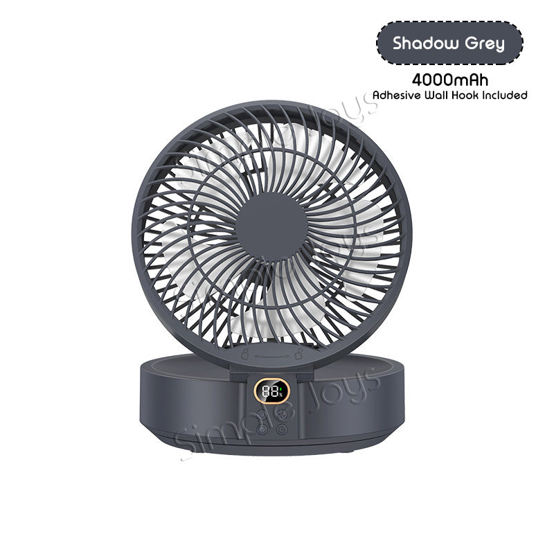 Hanging Wall Fan USB Rechargeable With Auto Oscillation / Remote Control / Night Light For Desk