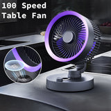 100 Speed Auto Oscillation Desktop Fan High Battery Capacity Table USB Fan