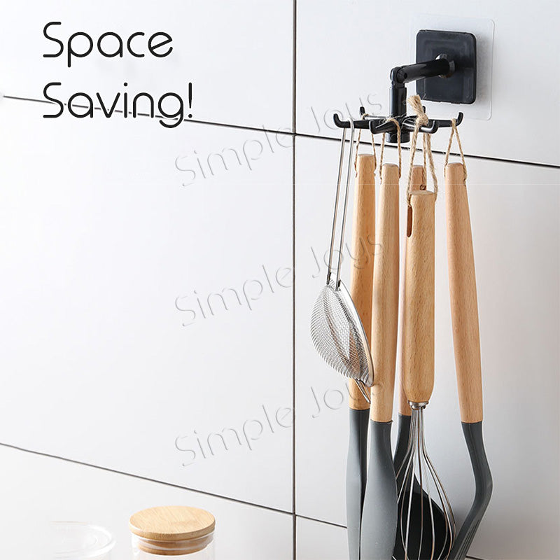 (5pcs Bundle) Rotating Hook 6 Claw In 1 Multi-purpose Hanging For Kitchen Bathroom