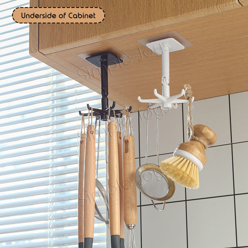 (5pcs Bundle) Rotating Hook 6 Claw In 1 Multi-purpose Hanging For Kitchen Bathroom