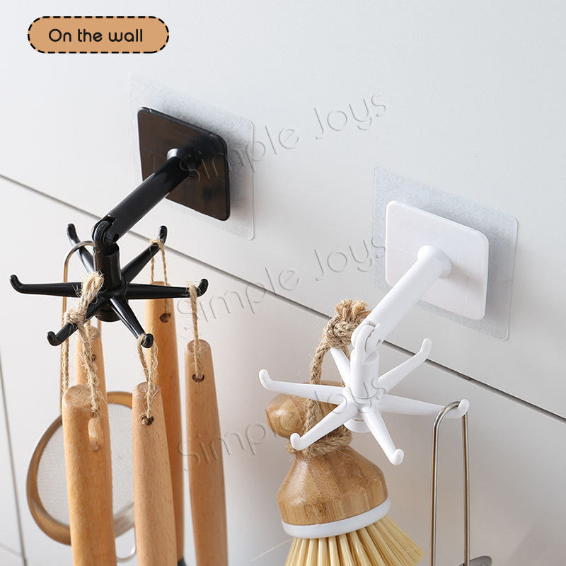 (5pcs Bundle) Rotating Hook 6 Claw In 1 Multi-purpose Hanging For Kitchen Bathroom