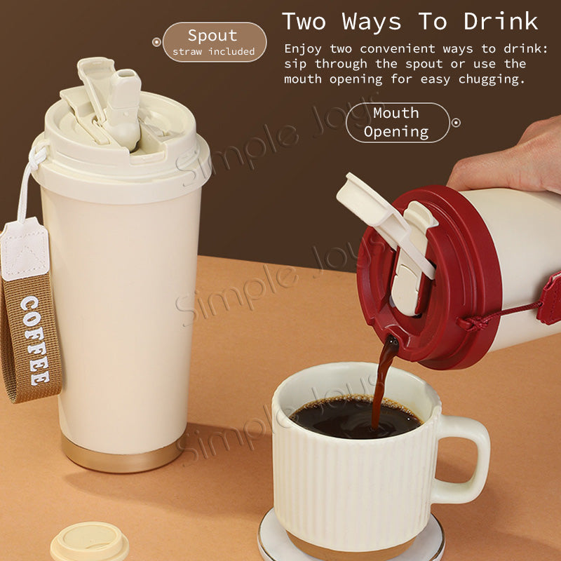 Leak-Proof Ceramic Coated Thermal Tumbler Cup with Strap - Stylish & Insulated Tumbler