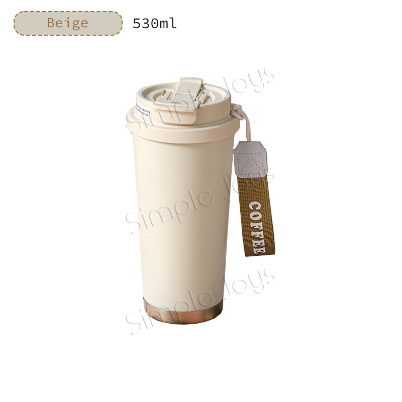 Leak-Proof Ceramic Coated Thermal Tumbler Cup with Strap - Stylish & Insulated Tumbler