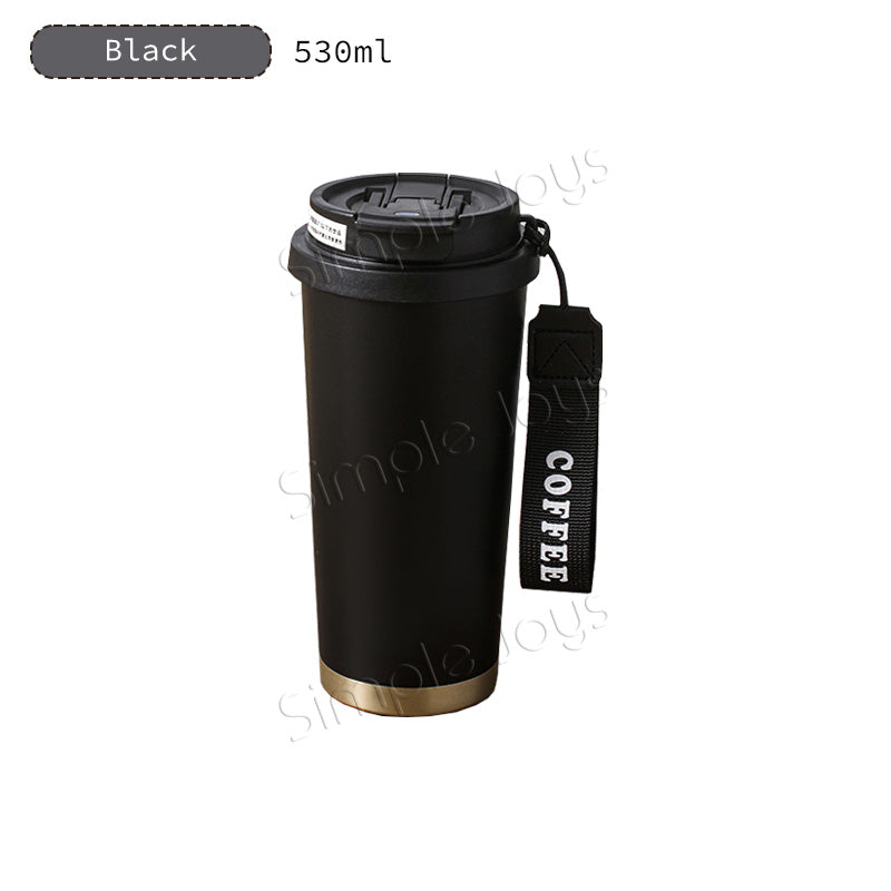 Leak-Proof Ceramic Coated Thermal Tumbler Cup with Strap - Stylish & Insulated Tumbler