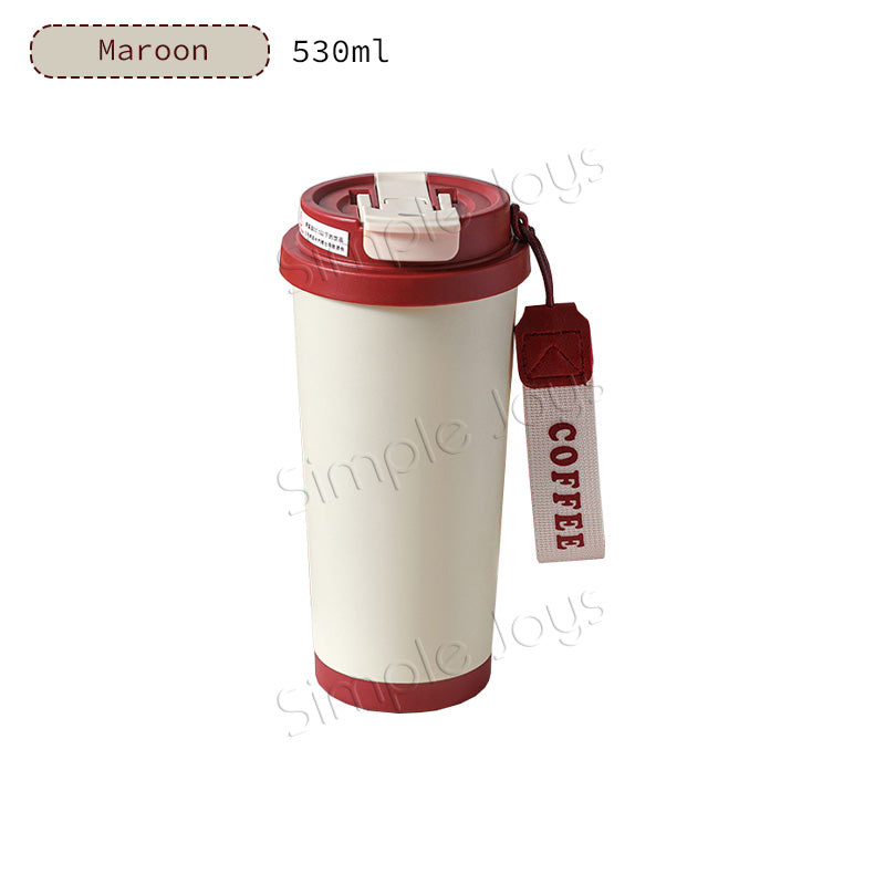 Leak-Proof Ceramic Coated Thermal Tumbler Cup with Strap - Stylish & Insulated Tumbler
