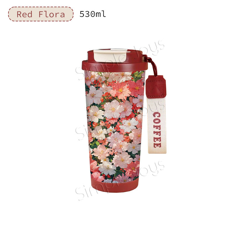 Leak-Proof Ceramic Coated Thermal Tumbler Cup with Strap - Stylish & Insulated Tumbler