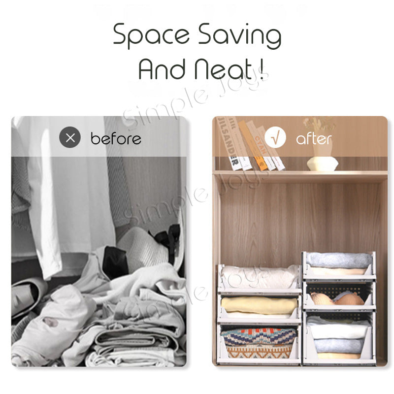 (2pcs) Multipurpose Wardrobe Organizer Divider Stackable And Foldable Pull-Out Design